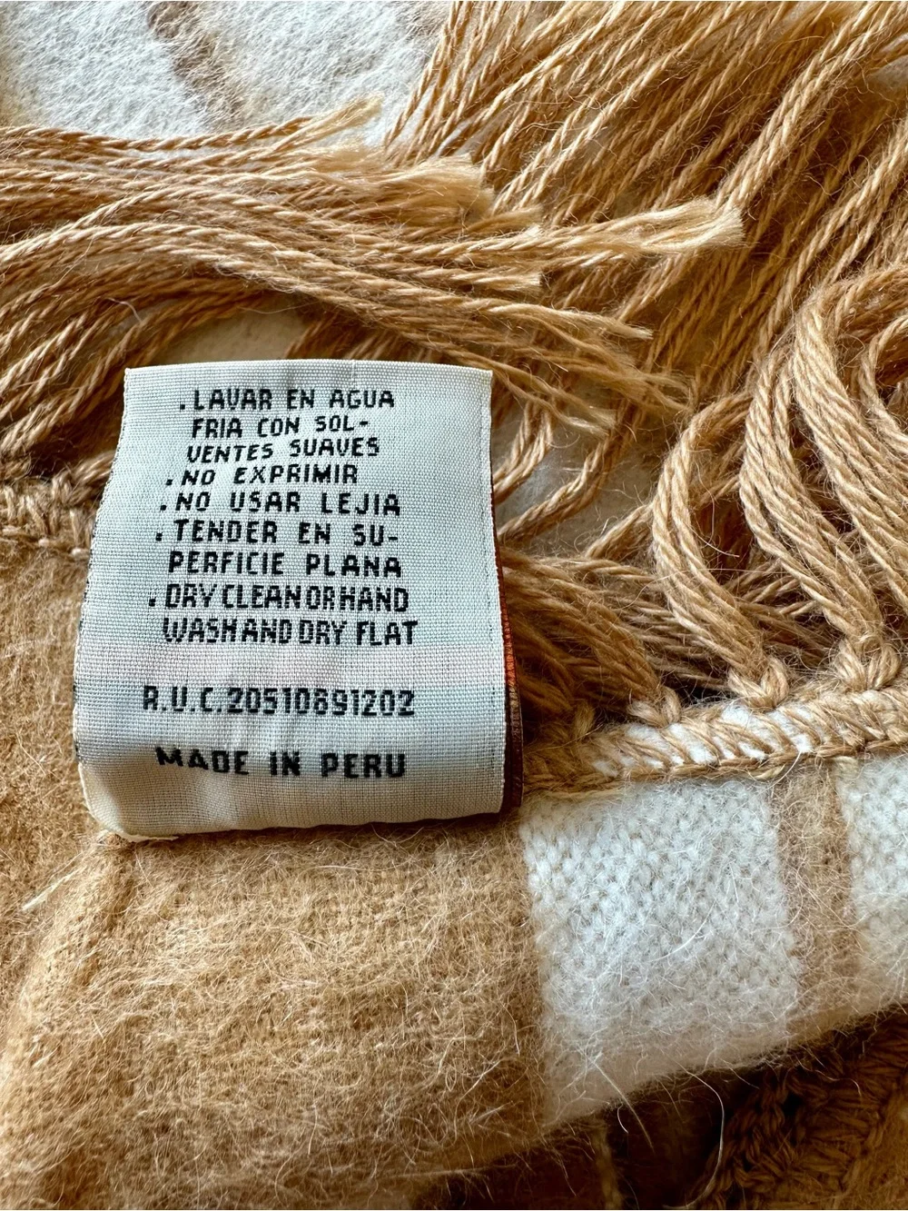 Vintage Alpaca Camargo Peru Poncho Cape + Scarf